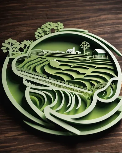 Create a modern and minimalist logo for a sustainable farm.,water lily plate,salad plate,chloroplasts,green wreath,art deco wreaths,circular puzzle,vegetables landscape,spiral book,decorative plate,gr