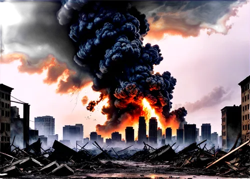 apocalyptic,destroyed city,doomsday,post-apocalyptic landscape,city in flames,pyroclastic,apocalypse,scorched earth,burning earth,detonation,hibakusha,detonations,armageddon,detonated,razed,destruction,apocalypso,the end of the world,end of the world,war zone,Illustration,Black and White,Black and White 31