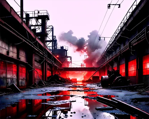 industrial landscape,post-apocalyptic landscape,industrial ruin,empty factory,warehouses,chemical plant,industrial,factories,apocalyptic,refinery,heavy water factory,industrial area,post apocalyptic,factory,refineries,wasteland,industrial smoke,redhook,warehouse,industrial plant,Conceptual Art,Sci-Fi,Sci-Fi 06