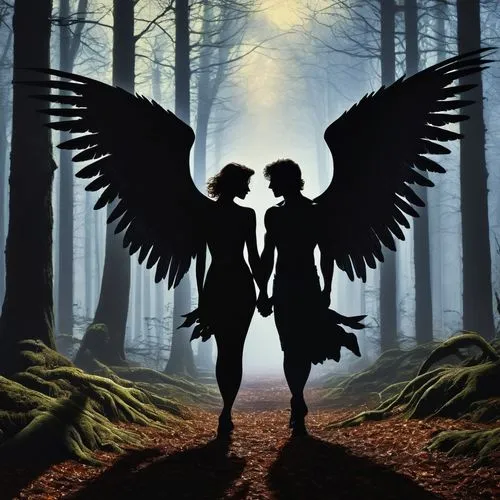 angel and devil,angels,winged heart,wood angels,angels of the apocalypse,angel wings