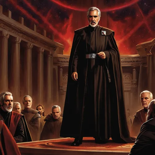 Explore the treacherous plan of Count Dooku as he manipulates the political landscape of the Galactic Senate.,senate,imperial coat,council,twelve apostle,republic,the abbot of olib,the order of cister