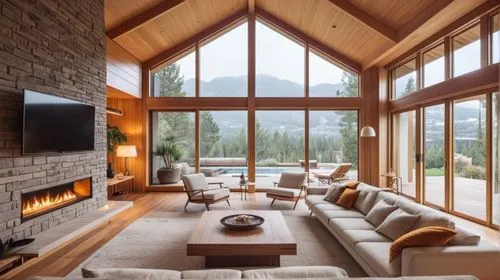 modern living room,fire place,luxury home interior,family room,the cabin in the mountains,coziness,living room,log home,interior modern design,livingroom,wood window,house in the mountains,wooden beams,log cabin,fireplaces,beautiful home,house in mountains,modern decor,chalet,wooden windows,Photography,General,Realistic