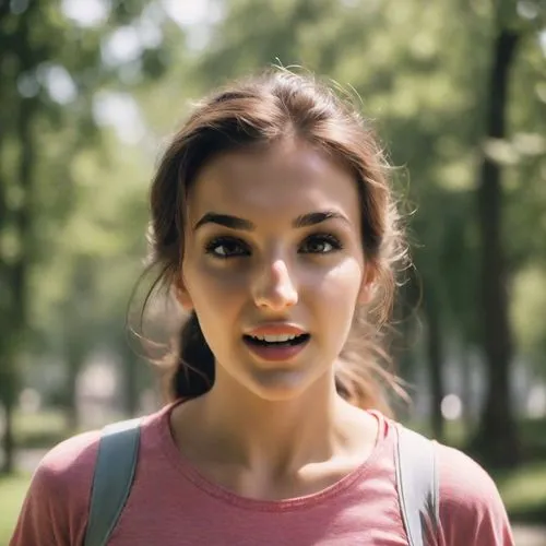 girl in t-shirt,the girl's face,young woman,eurasian,a girl's smile,pretty young woman,audrey,beautiful young woman,sofia,girl with speech bubble,girl portrait,attractive woman,beautiful face,worried girl,portrait of a girl,samara,georgia,background bokeh,bokeh,natural cosmetic,Photography,Cinematic