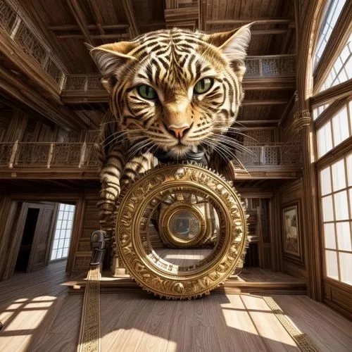 royal tiger,goldlion,cat frame,3d art,cat warrior,tiger cat