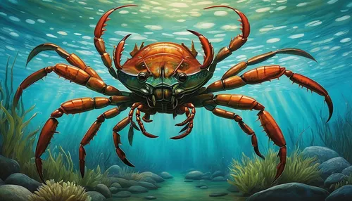 Write a suspenseful tale about a fisherman's encounter with a giant freshwater crayfish.,crab 1,river crayfish,crab 2,sea devil,crab,marine animal,homarus,freshwater crab,crayfish,the beach crab,black