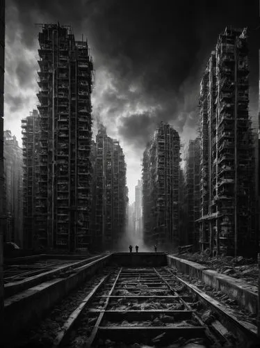 destroyed city,post-apocalyptic landscape,deindustrialization,industrialism,scampia,black city,Photography,General,Fantasy