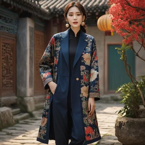 Design a new Chinese-style element-inspired coat for the summer of 2024, specifically tailored for stylish urban women. It should be suitable for daily errands, social gatherings, and commuting to and