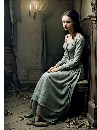 fantine,cosette,nessarose,gwtw,autochrome,eponine,arwen,nightdress,lillian gish - female,victoriana,catelyn,stoker,drusilla,girl in a long dress,miniaturist,evanescence,gothic portrait,isolde,quirine,pevensie,Illustration,Black and White,Black and White 02