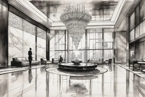 hotel lobby,claridges,baccarat,ballroom,corinthia,art deco,intercontinental,luxury hotel,ballrooms,sofitel,lobby,upscale,shangri,extravagance,grand hotel,art deco background,silversea,hotel hall,asprey,opulence,Illustration,Paper based,Paper Based 30