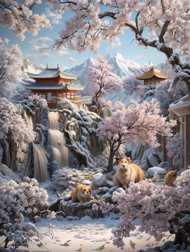 japanese sakura background,sakura background,cold cherry blossoms,sakura trees,sakura tree,oriental painting,the cherry blossoms,sakura blossoms,sakura blossom,japanese floral background,japanese art,japan landscape,chinese art,fantasy picture,cherry blossoms,landscape background,cherry blossom japanese,fantasy landscape,background with stones,cherry blossom tree