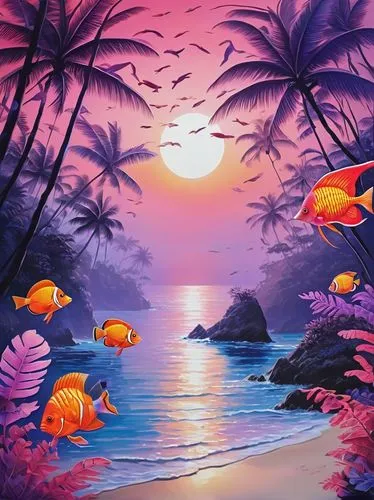 tropical fish,tropical sea,ocean paradise,tropical beach,beach landscape,ocean background,underwater oasis,tropics,sea landscape,coral reef,aquarium decor,dream beach,coastal landscape,tropical island,underwater landscape,sub-tropical,fishes,fiji,underwater background,coral reef fish,Illustration,Realistic Fantasy,Realistic Fantasy 19