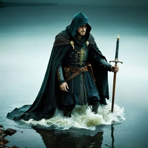 See the mourning exile sitting by the lake. His cloak is ragged, his stomach cramped. Does he cry for fallen friends, for tankards never to be raised again to the long rafters? Where are his companion