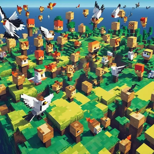 bird kingdom,flock of chickens,mushroom island,bird bird kingdom,chicken farm,bird island,flock of birds,fox stacked animals,villagers,chicken yard,animal migration,flying birds,tileable patchwork,a flock of pigeons,flock,tileable,mushroom landscape,bird flight,birds in flight,cartoon forest,Unique,Pixel,Pixel 03