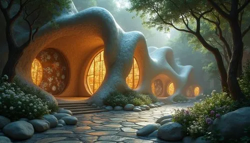 fairy house,fairy village,snowhotel,house in the forest,mushroom landscape,igloos,fantasy landscape,elven forest,fairy door,dandelion hall,forest chapel,rivendell,forest house,the threshold of the house,3d fantasy,cave church,cubic house,snow shelter,snow house,fairy forest,Photography,General,Realistic