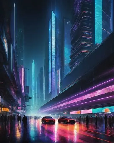 cybercity,futuristic landscape,cityscape,city highway,guangzhou,cyberpunk,colorful city,city at night,futuristic,metropolis,light trail,highway lights,superhighways,shinjuku,urban,night highway,tokyo city,bladerunner,cyberscene,urbanworld,Conceptual Art,Sci-Fi,Sci-Fi 25