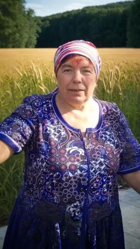 an older woman in a field of tall grass,rigoberta,babushka doll,bosniaks,verka,tatars,babushka,bosniak,kaczynska,ulitsa,haudenosaunee,belarussian,varda,uzbek,abenaki,kalinka,mattawoman,solovyeva,bulga