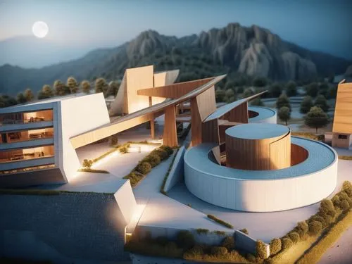 tulou,snohetta,solar cell base,viminacium,3d rendering,3d render,Photography,General,Realistic