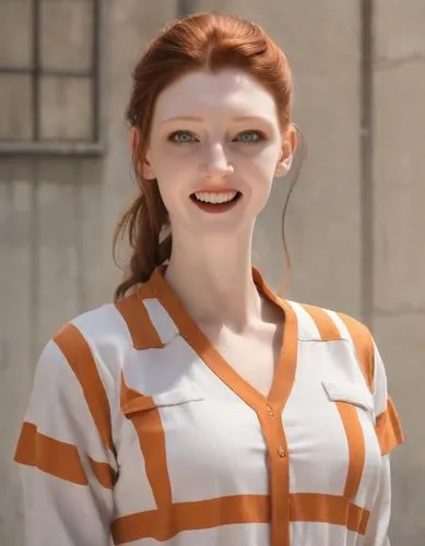 orange,pippi longstocking,ginger rodgers,maci,orange robes,gingerman,retro woman,killer smile,girl in overalls,cgi,a wax dummy,in a shirt,orangina,see-through clothing,natural cosmetic,retro girl,nurse uniform,maya,a girl's smile,bright orange,Photography,Cinematic