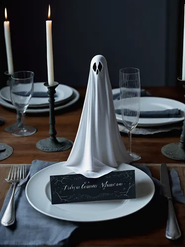 place setting,halloween decor,table setting,table decorations,halloween ghosts,tablescape,table arrangement,table cards,place cards,halloween pumpkin gifts,silver cutlery,tableware,table decoration,fine dining restaurant,dinnerware set,place card,halloween decorating,dining table,tablecloth,halloween decoration,Art,Artistic Painting,Artistic Painting 08