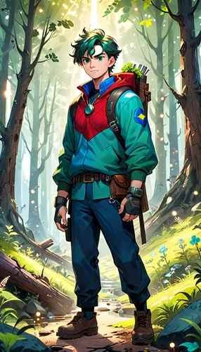 farmer in the woods,woodsman,forest man,game illustration,scandia gnome,adventurer,arborist,park ranger,robin hood,forest workers,scout,mountain guide,lumberjack,biologist,bard,wood elf,hiker,ranger,farmer,gamekeeper,Anime,Anime,Cartoon