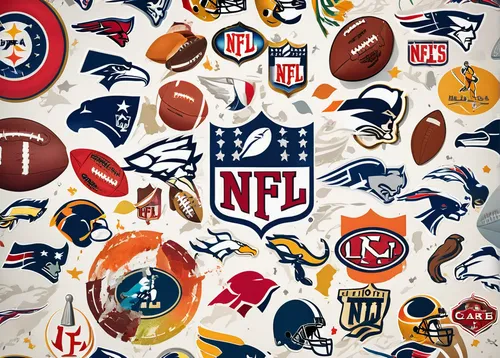 Design a captivating NFL football wallpaper showcasing iconic team logos and colors.,national football league,nfl,sports wall,football fan accessory,football autographed paraphernalia,football equipme