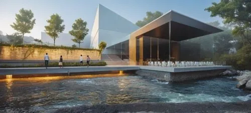 aqua studio,acquarium,futuristic art museum,water wall,aquariums,hydropower plant