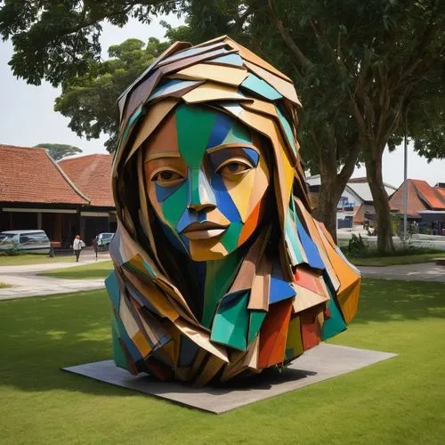 wajah gadis kecil cantik yang terbuat dari kayu,woman sculpture,public art,steel sculpture,sculpture park,garden sculpture,png sculpture,sculpture,mother earth statue,seminyak,sculptor ed elliott,nusa