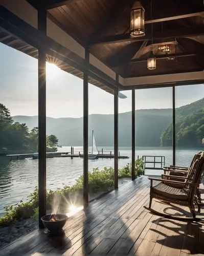 house by the water,glimmerglass,amanresorts,leatherstocking,raystown,lefay,wooden decking,candlewood,lake view,porch swing,summer house,cottagecore,tellico,ozarks,summer cottage,boat dock,deckhouse,ozarka,house with lake,front porch,Photography,Black and white photography,Black and White Photography 08