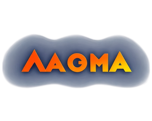 Magma logo, abstract design, vibrant orange-yellow gradient, molten lava texture, circular shape, modern typography, bold font, 3D effect, metallic material, glossy finish, central symmetry, dynamic c