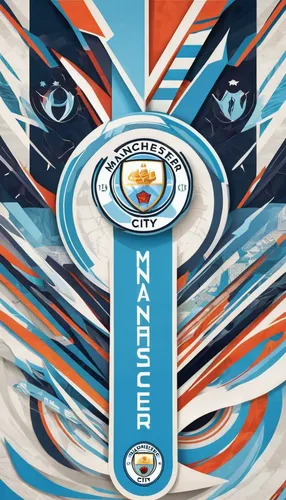 Craft a majestic symbol for Manchester City, showcasing their winning spirit,nautical banner,fc badge,argentina ars,br badge,supersonic fighter,gulf,car badge,the fan's background,banners,dartboard,ne