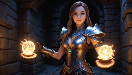 paladin,sorceress,light bearer,torchlight,sterntaler,visual effect lighting,magic grimoire,magistrate,mage,summoner,female warrior,priestess,torch-bearer,symetra,elven,the enchantress,dodge warlock,amulet,runes,blue enchantress,Unique,3D,3D Character