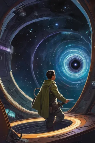 sci fiction illustration,astronomer,the universe,wormhole,space art,spiral background,inner space,cosmos,universe,orbiting,astronomers,time spiral,exploration,astral traveler,cg artwork,astronomy,examining,world digital painting,background image,astronomical,Illustration,Retro,Retro 09