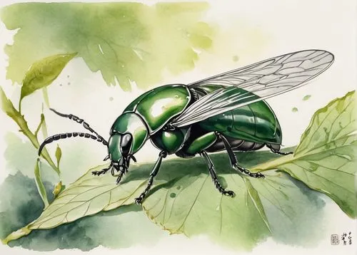 chrysops,cicada,japanese beetle,coleoptera,sawfly,brush beetle,leaf beetle,forest beetle,illustration,blister beetles,aurelia aurita,flea beetle,weevil,chloris chloris,cuckoo wasps,elapidae,oecanthidae,auroraboralis,hymenoptera,chafer,Illustration,Paper based,Paper Based 30