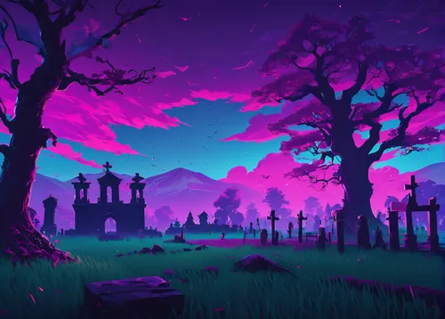 old graveyard,graveyard,halloween wallpaper,halloween background,purple wallpaper,graves,necropolis,dusk background,tombstones,purple landscape,burial ground,gravestones,easter background,4k wallpaper,cemetery,background screen,cemetary,april fools day background,art background,old cemetery,Conceptual Art,Fantasy,Fantasy 32