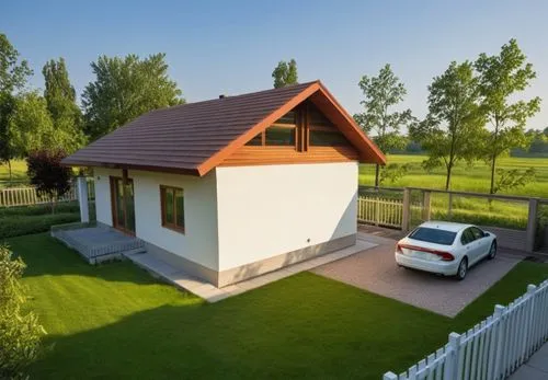 small house,electrohome,passivhaus,homebuilding,small cabin,inverted cottage,Photography,General,Realistic