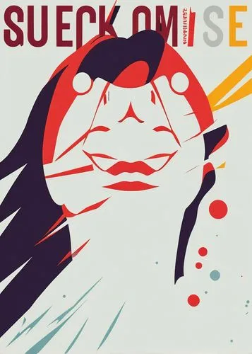 a poster with a face painted on it that reads suck om'se,setsuko,suckermouth,sukowa,sukom,smeck,suckley,Illustration,Vector,Vector 01