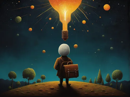 the light bulb,sci fiction illustration,lightbulb,light bulb,light bulb moment,bulb,searchlamp,astronomer,incandescent light bulb,lamplighter,imagination,bright idea,inventor,electric bulb,incandescent lamp,light bulbs,lampion,big idea,world digital painting,incandescent,Illustration,Abstract Fantasy,Abstract Fantasy 19