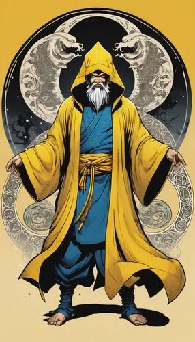 bodhidharma,uatu,taijiquan,taoism,trigrams,bhikshu,Illustration,American Style,American Style 13