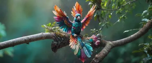 a colorful bird sitting on a nch of a tree,guatemalan quetzal,colorful birds,kingfishers,beautiful macaw,bird of paradise,quetzal