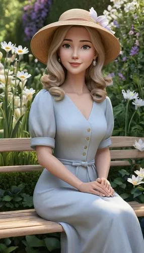 female doll,sylvania,posie,girl in the garden,model train figure,country dress,Unique,3D,3D Character