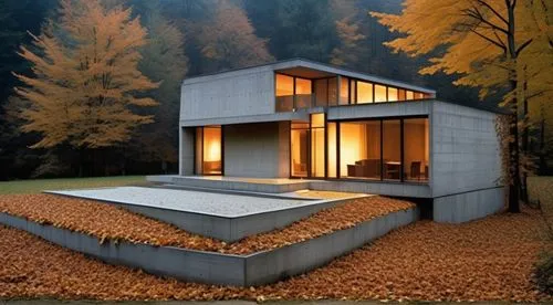 the architecture is made from concrete and is surrounded by trees,eisenman,cubic house,lohaus,modern architecture,modern house,3d rendering