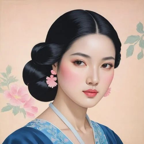 vietnamese woman,vintage asian,miss vietnam,kartini,vintage female portrait,vintage girl,Illustration,Japanese style,Japanese Style 21