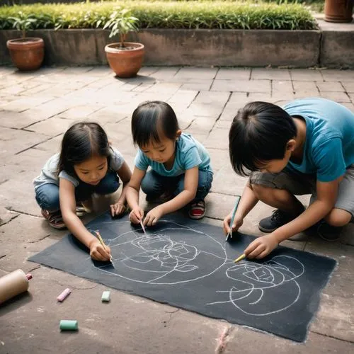 children drawing,chalk drawing,children learning,kolam,rangoli,floral rangoli,Photography,General,Natural