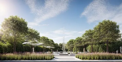 pocket park with picnic area and statue art in middle ,landscape designers sydney,landscape design sydney,garden design sydney,lafayette park,garden of plants,urban park,3d rendering,the garden societ