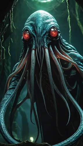 kraken,cuthulu,giant squid,squid game card,calamari,cephalopod,deep sea,octopus,deep sea nautilus,hag,twitch icon,apiarium,three eyed monster,tentacles,god of the sea,cephalopods,sea god,cnidarian,supernatural creature,mergus,Art,Artistic Painting,Artistic Painting 01