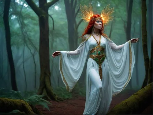 dryad,faerie,sorceress,the enchantress,faery,druid,fantasy picture,priestess,druids,fairy queen,elven forest,fantasy art,spring equinox,light bearer,fae,fantasy woman,ballerina in the woods,rusalka,elven,anahata,Art,Classical Oil Painting,Classical Oil Painting 44