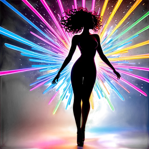 neon body painting,silhouette dancer,dance silhouette,divine healing energy,woman silhouette,derivable,light art,lightbody,eurythmy,vibrational,harmonix,light graffiti,inner light,transactivation,light drawing,colorful light,light fractal,discotheque,vibrantly,neon light,Illustration,Black and White,Black and White 31