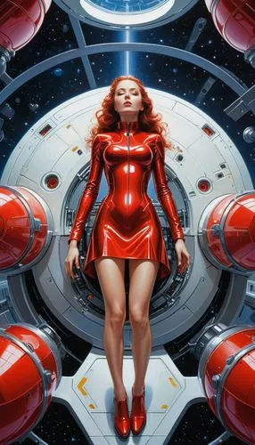 scarlet witch,uhura,barbarella,red matrix,starships,cyberstar,Conceptual Art,Sci-Fi,Sci-Fi 21