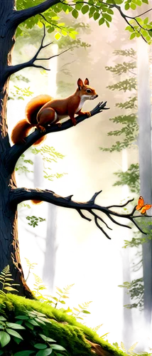 cartoon video game background,red eft,forest background,cartoon forest,red squirrel,forest animals,treeshrews,forest animal,woodland animals,pitfall,hunting scene,tree sloth,frog background,treetop,tree squirrel,skyclan,climbing forest,timon,riverclan,foxhunting,Illustration,Japanese style,Japanese Style 07