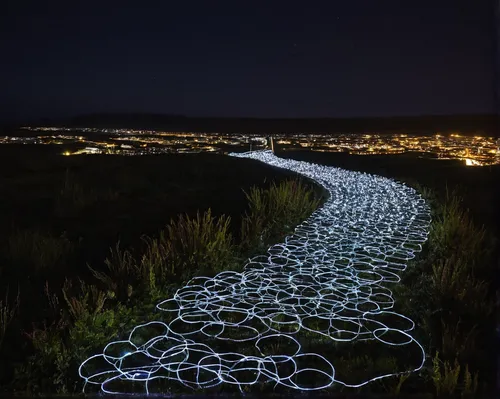 Leave The World Behind Iceland image,environmental art,lantern string,light graffiti,kinetic art,wire light,wire sculpture,drawing with light,ribbon barbed wire,underground cables,light trail,wire ent